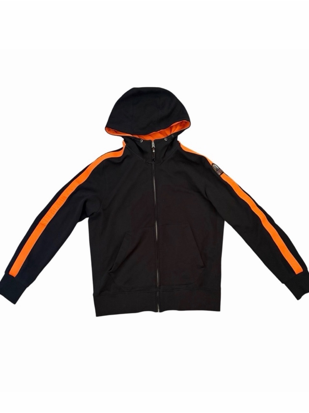 Parajumpers Fleece Jacket Hoodie Mens Large Black Orange